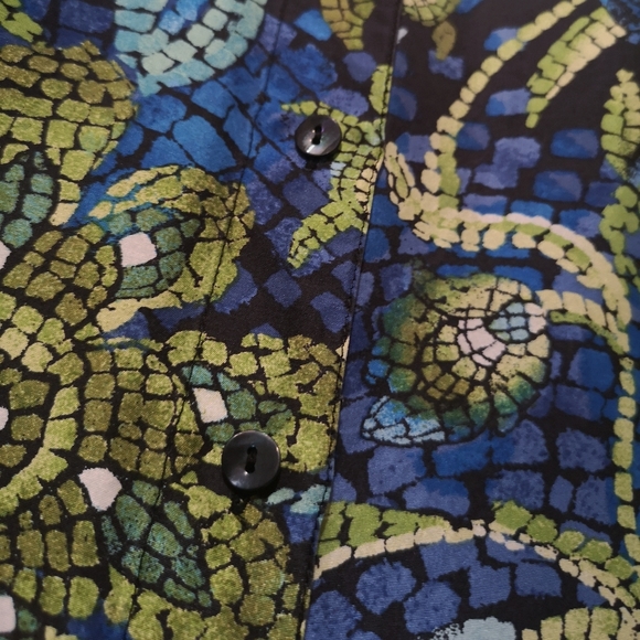 Chico's Silk Blouse Very Colorful Mozaic Flowers Contemporary Modern Style - Picture 8 of 13